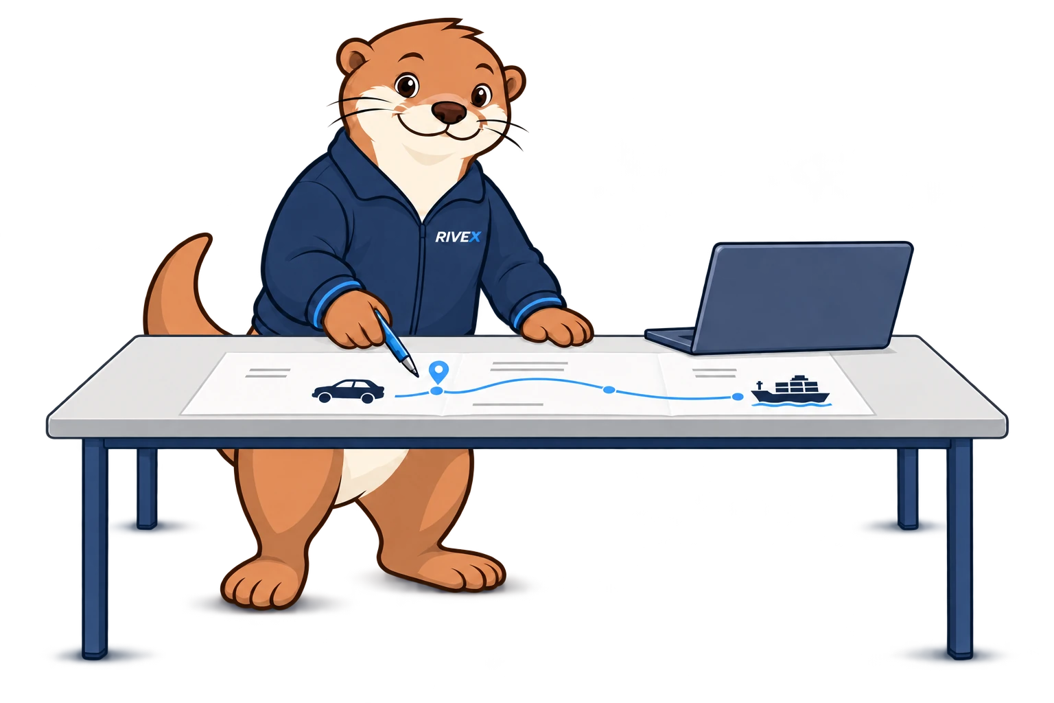 RIVEX otter planning a vehicle order at a worktable