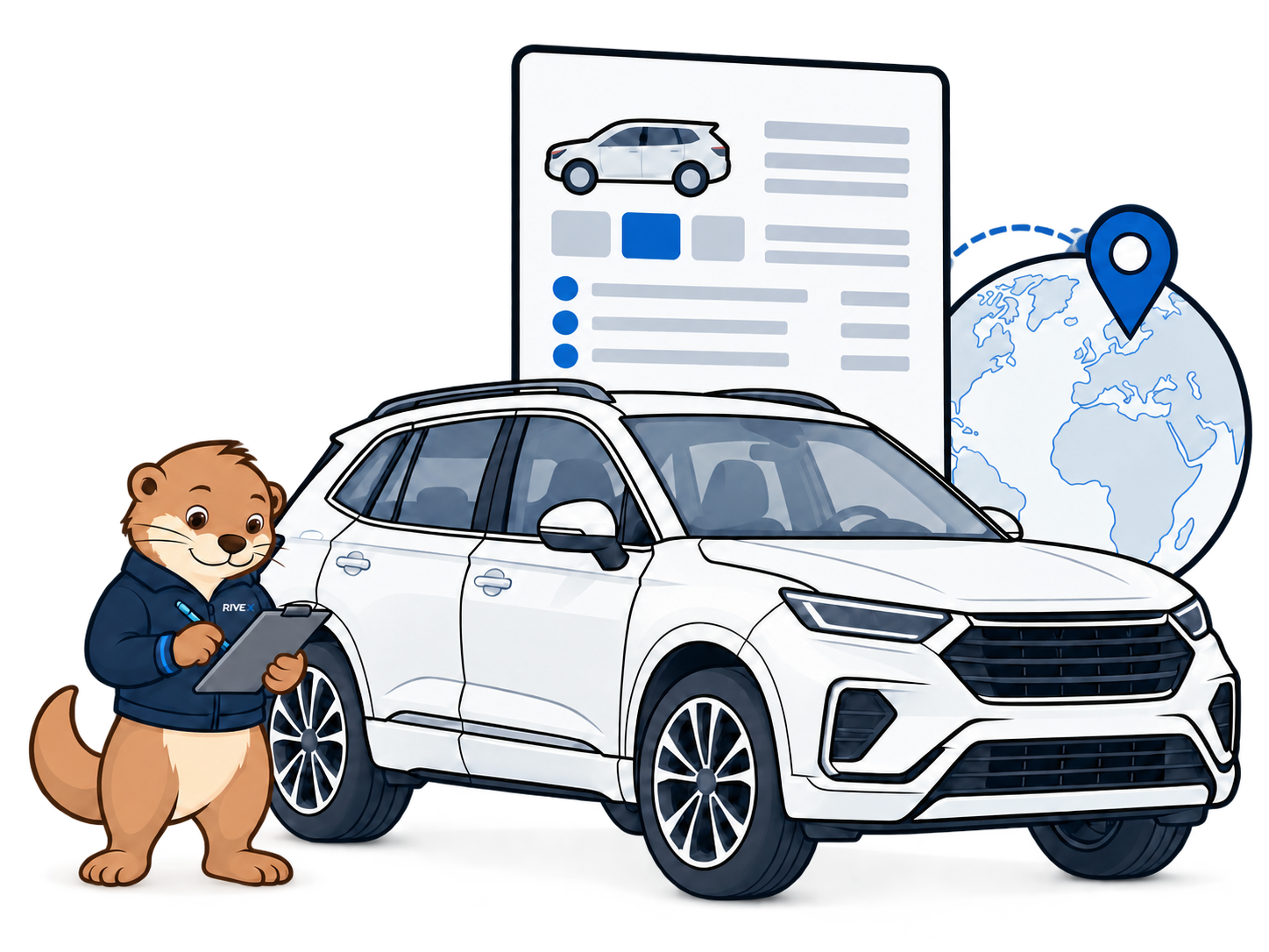 Vehicle requirements and destination with a small RIVEX otter recording details
